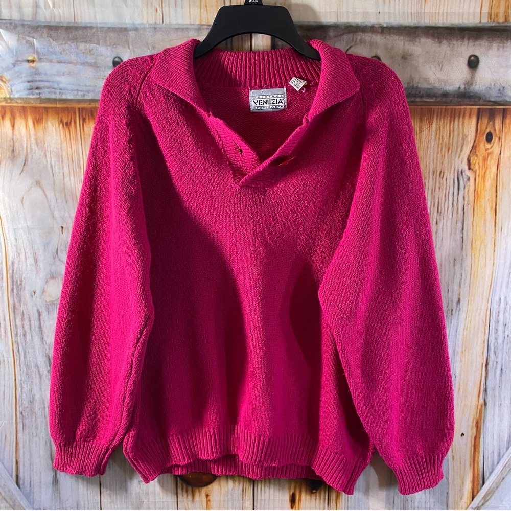 Vintage 90s Venezia Pink 18/20 Collared Sweater